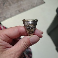 Vintage 1935 Sterling Silver Buffalo Nickel Ring Size 13