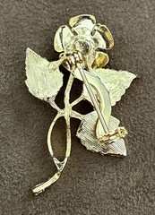 3 Vintage Goldtone Pins – Double Heart Signed Tona / Rose / Small Bumble Bee
