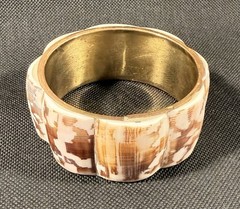 Vintage Philippine Shell Cuff Bracelet Handmade Inlaid Inlay Boho Beach 3-1/8”