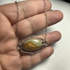 Choker Picture Jasper Sterling Silver 15.5” Antique 24mm X 14mm Stone