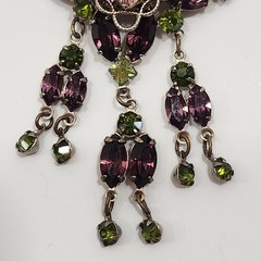 Vintage Victorian Revival “Amethyst And Peridot” Ornate Necklace 15.5 IN.