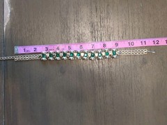 Vintage Heart Collar Link Necklace Faux Emeralds Valentine’s Day Necklace