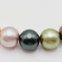Lustrous Pastel Metallic Coated Glass Faux Pearls Earthy Jewel Tones 19 Inch