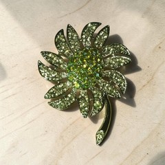 Vintage Sarah Coventry Mountain Flower Brooch 1968 Rhinestone Silver Tone Pin