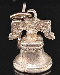 Nickel Silver PENNSYLVANIA CRACKED LIBERTY BELL Charm Pendant 3D Vintage
