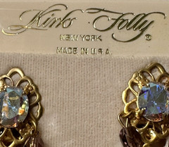 Kirks Folly Gold Tone Fairy Pixie Angel Grape Rhinestone Clip on Earrings