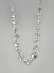Vintage AB Crystal Graduated Necklace Strung on Chain Beaded 17-19 Inches