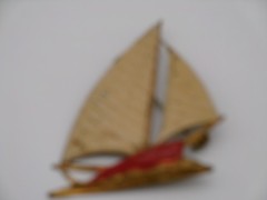 (3) Vintage Sailboat Nautical Seashore Pins RED BLUE TAN