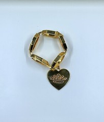 RARE Vintage Juicy Couture Large Link Crystal Crown Heart Charm Bracelet W/ Box