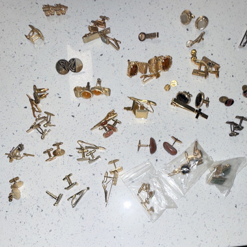 Men’s Mixed Lot Cufflinks, Tie Bar, Tie Tack & Pin Set, Multicolor