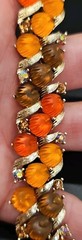 Lisner Thermoset Autumn Orange Amber Brown Pumpkins Necklace Rhinestones 50s