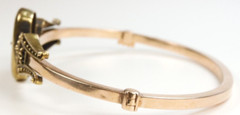 Victorian 3 Leaf Clover Etruscan Bangle Bracelet 20/12K Rose/Green Gold 6.25″