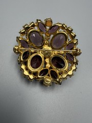 Juliana D&E Book Piece Brooch Pin Shades Of Purple AB Rhinestone 2″ Ref #550 VTG