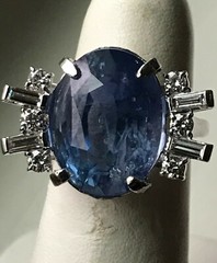 Platinum Natural Unheated 14.24 tcw Sapphire & Diamond Ring, GIA Report