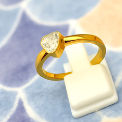 14k Gold Plated Diamond Ring, Natural Rose Cut Diamond 925 Sterling Silver Ring