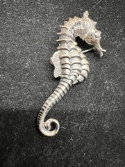 Vintage Beau Silver Seahorse Brooch approx 2 1/2″ Long