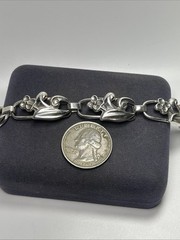 Danish Designer La Paglia Sterling Silver Floral Link Flower Bracelet 6.25in