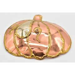 Vintage 3″ Brutalist Pumpkin Pin Brooch Pendant Large Copper Gold Chunky BinJ