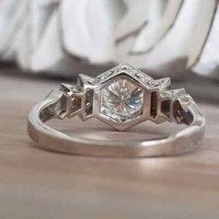 Antique Art Deco Round Cut Lab Created Diamond Womens Engagement 925 Silver Ring