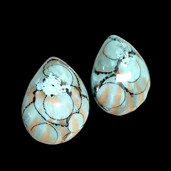 Chunky Ocean Blue Boho Coastal Sea Shells Statement Everyday Earrings 1.25″