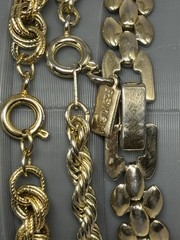 Vintage Chain Bracelet Lot Gold Tone Panther Link Rope Chains Stackable
