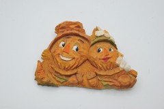 Brooch fall autumn halloween hand made carved love scarecrow unique large ZD7