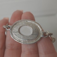 Y2K Photo Locket Charm Bracelet Silver Tone Picture Love Retro Chunk Jewelry