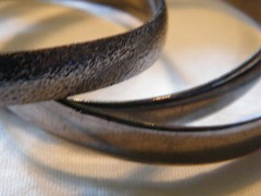 Beautiful Bangle Bracelet Dark Silver Tone 3 Connected 2 Shiny 1 Textured NICE