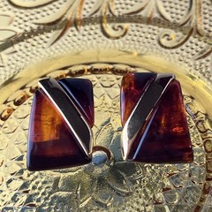 Vtg Napier Lucite Tension With Gold Tone Screw Back Earrings – 1950s – 1” Long