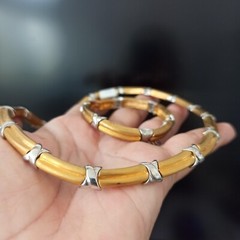 Vintage Bicolor Set Collar Bracelet Heavy Deco X-Design Link Classic Timeless