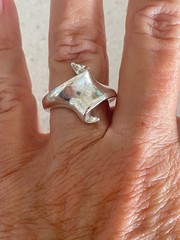 Vtg Modernist Ring Wave Abstract Statement Sterling Silver 925 Artisan Unique 7
