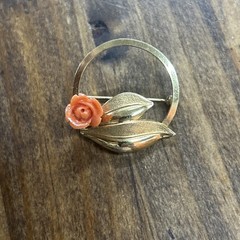 Vintage Rose Circle JMS Signed Brooch Pin 1/20 12K Gold Filled 2.72 Grams