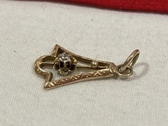 Vintage 14k Solid Yellow Gold Bell Shape Flower Pendant Accent Diamond 0.68g