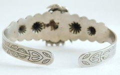 Vintage Silver Tone Faux Turquoise Thunderbird Southwestern Cuff Bracelet