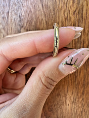 Art Deco 14K Yellow Gold Engraved Milgrain Wedding Band | Vintage Stacker Ring |