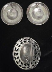 Vintage Lady Remington Silver & Turquoise Color Brooch & Pierced Earring Set