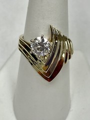 Antique Style Solitaire Men’s Ring 2 Ct Simulated Diamond 14k Yellow Gold Over