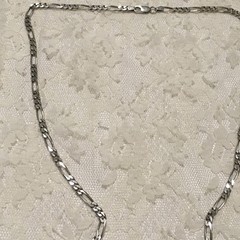 Vintage Sterling Silver Figaro Chain Necklace Italy 925 29″ layering statement