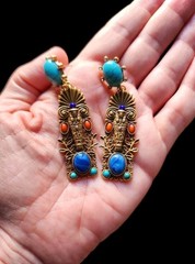Vintage Egyptian Pharaoh Reviva Postl Earrings