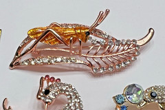 Crystal Rhinestone Bee Butterfly Brooch Pin LOT Bird Peacock Insect Animal Pink