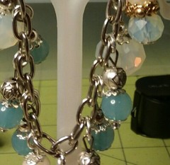 MaryBee Jewelry: 7 1/2″ Silver Tone Bracelet W/Blue Charms 08-06-2020