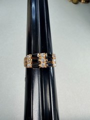 Vintage Men’s Black Onyx Style Gold Tone Ring Cubic Zirconia Size 12 Classic
