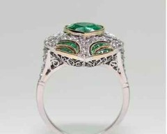 2Ct Art Deco Style Heart Cut Lab-Created Emerald Wedding 14K White Gold FN Ring