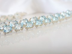 Vintage Sterling Silver 925 Double 2 Row Heated Blue Topaz Tennis Bracelet 7.5″