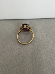 Vintage Antique Art Deco 10Kt Yellow Gold Synthetic Purple Sapphire Ring 5.25sz