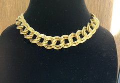 ANNE KLEIN Signed GOLD TONE DOUBLE-LINK CHAIN 15″ STATEMENT CHOKER NECKLACE!