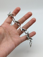 Vintage Silver Tone Flying Stretched Wing Bird Dove Chain Link Bracelet Animals