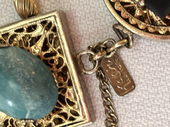 Kafin NY Bracelet and Earrings Demi Parure, Cabochon and Glass Stones, DBL Links