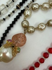 Vintage Necklace Art Deco MCM Glass Beads Mix FOR CRAFT DAMAGE Lot PJ