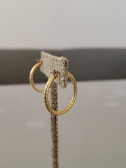 Rare Vintage 1″ Hoops Goldtone Ornate Earrings Eleborate Swirls Beautiful R8